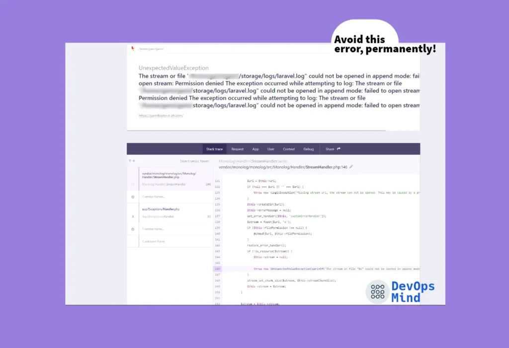 Laravel permission denied