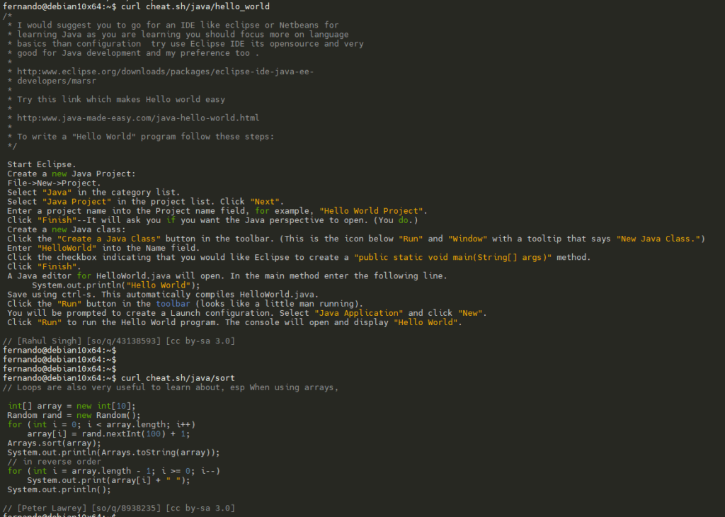 java programming language sample code