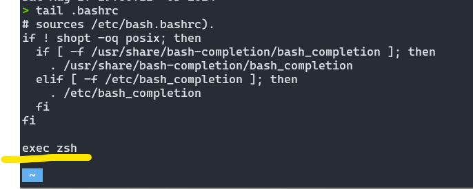 exec zsh