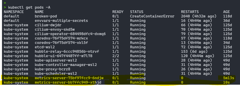 metrics server pods